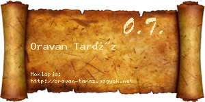 Oravan Taráz névjegykártya
